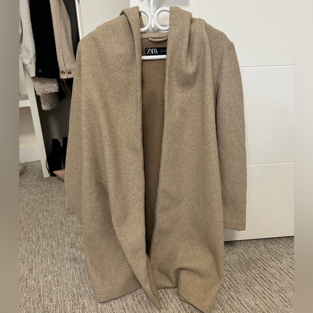 Zara fall long hooded jacket